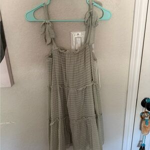 Altard State Tiered Tie-Shoulder Sundress in Sage Green